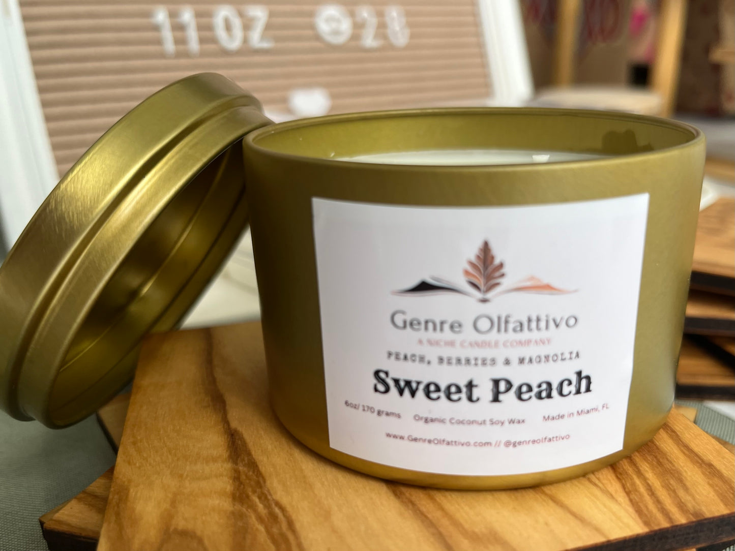 Sweet Peach 8oz Gold Tin