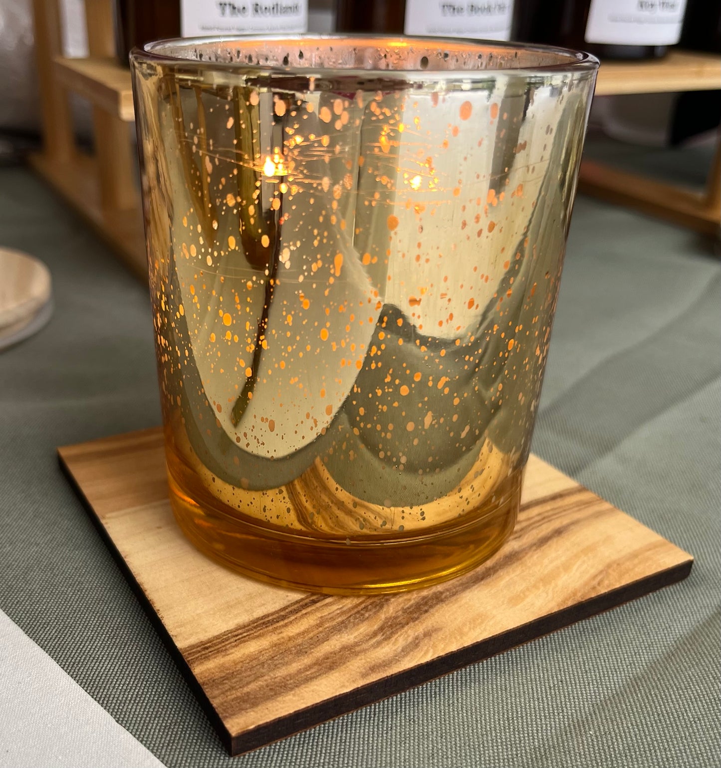 Candle Coaster Solid Olive Wood